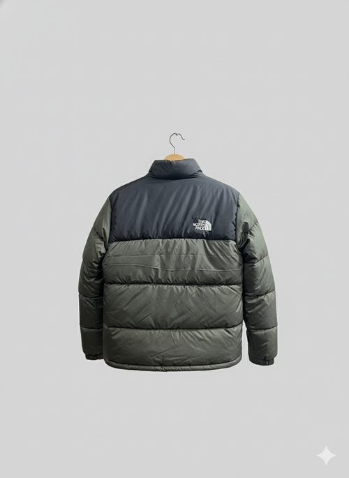 Black/Green Full Sleeves Puffer Jacket