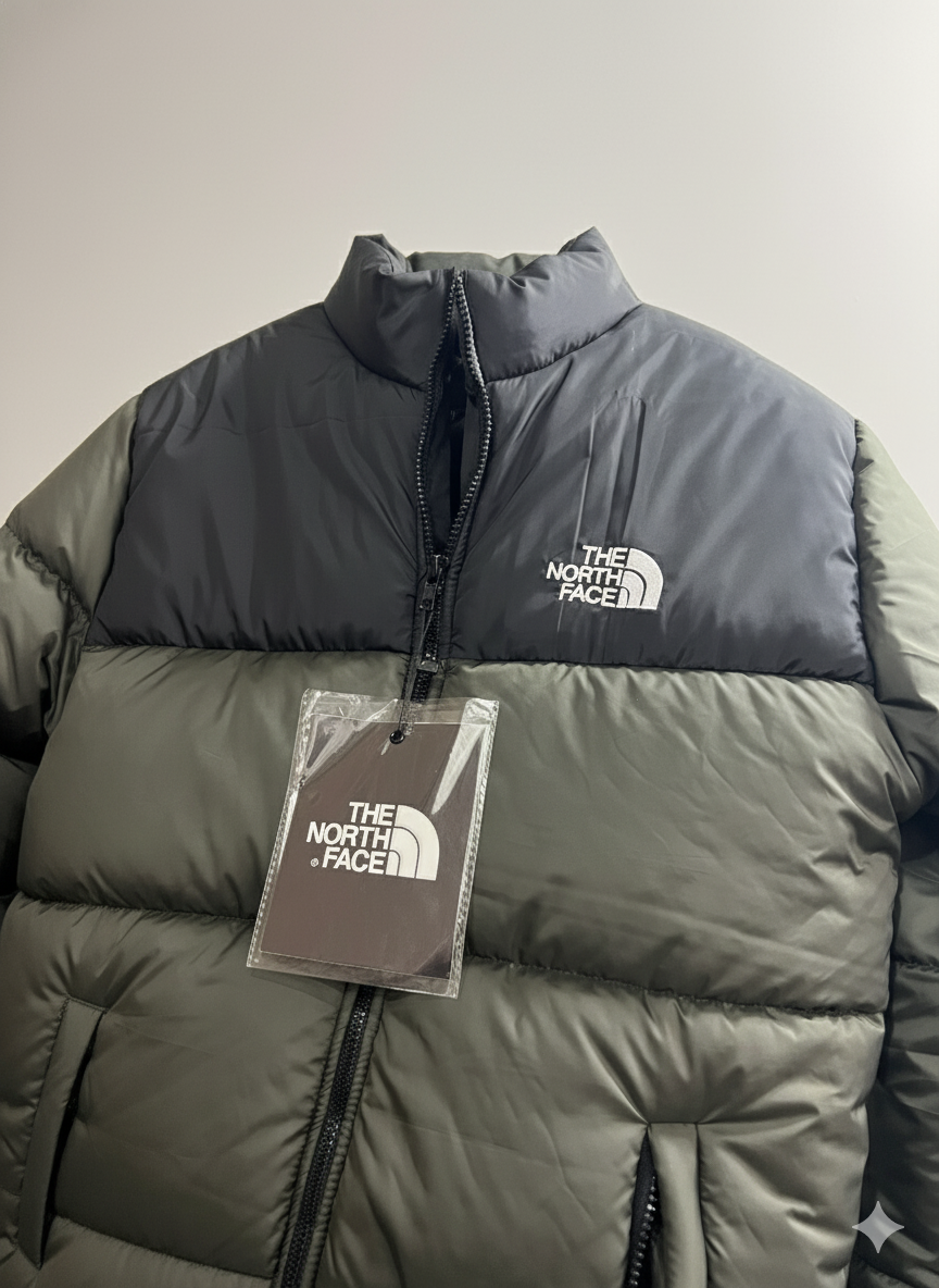 Black/Green Full Sleeves Puffer Jacket